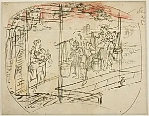 Gathering Salt Water at the Beach by Utagawa Kuniyoshi