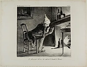 General Mortier, the evening before the battle of Waterloo, plate 456 by Honoré-Victorin Daumier