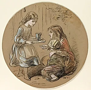 Girl Bringing Food to Poor Children