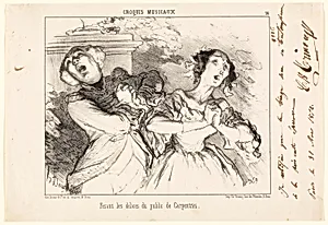 Giving the public the delights of Carpentras, plate 16 from Croquis Musicaux by Honoré-Victorin Daumier