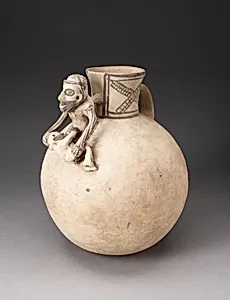 Globular Jar with Modeled Figures in Erotic Scene