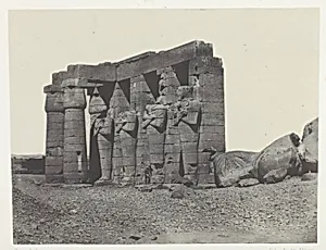 Gournah, Pérystyle du Tombeau d'Osymandias (Ramesseum Occidental); Thèbes, plate 59 from the album "Egypte, Nubie, Palestine et Syrie" (1852) by Maxime Du Camp