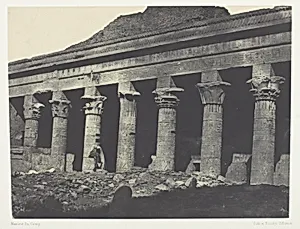 Grand Temple d'Isis à Philoe, Galerie Orientale; Nubie, plate 73 from the album "Egypte, Nubie, Palestine et Syrie" (1852) by Maxime Du Camp