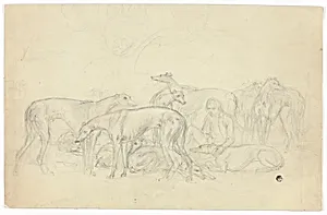 Greyhounds and Their Keeper