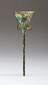 Hair Ornament or Pin with Triangular Head and Rattle