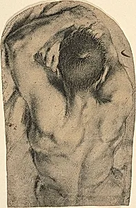Half-Length Recumbent Male Nude Seen from the Back