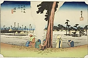Hamamatsu: Winter Scene (Hamamatsu, fuyugare no zu), from the series "Fifty-three Stations of the Tokaido (Tokaido gojusan tsugi no uchi)," also known as the Hoeido Tokaido by Utagawa Hiroshige