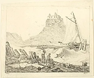 Harbor with Old Castle by Unknown