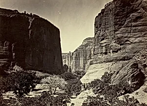Head of Cañon de Chelle, Looking Down. Walls about 1200 feet in height