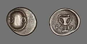 Hemidrachm (Coin) Depicting a Boeotian Shield by Ancient Greek