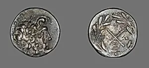 Hemidrachm (Coin) Depicting the God Zeus Amarios by Ancient Greek