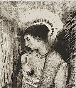 Here is the Good Goddess, the Idaean Mother of the Mountains, plate 15 of 24 by Odilon Redon