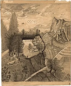 Hikers climbing up to a Mountain Chalet