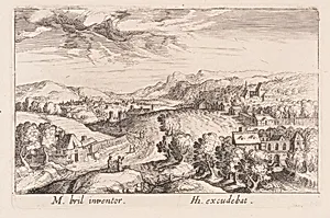 Hilly Landscape with Three Couples, from Topographia Variarum Regionum