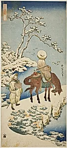 Horseman in Snow, from the series "A True Mirror of Japanese and Chinese Poems (Shiika shashin kyo)" by Katsushika Hokusai
