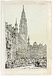 Hotel de Ville, Brussells, from Facsimiles of Sketches made in Flanders and Germany