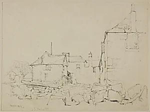 Houses and Stone Wall, Newlyn