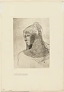 I Adore You as I Adore the Vault of the Night Sky, O Vessel of Sadness, O Tall Silent Woman, plate 2 of 9 by Odilon Redon