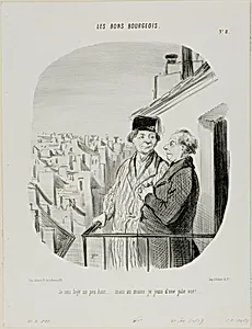 “I am living a little high up... but at least I am enjoying a beautiful view,” plate 8 from Les Bons Bourgeois by Honoré-Victorin Daumier