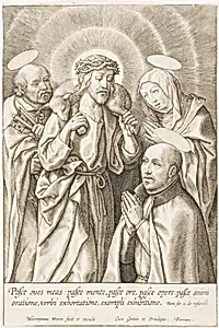 Ignatius of Loyola kneeling before Christ, the Virgin and St Peter