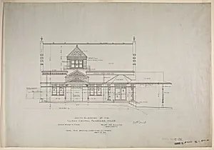 Illinois Central Railroad, Oakland Avenue Passenger Station, Chicago, Illinois, South Elevation