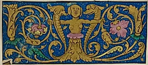 Illuminated Border with Grotesques and Flora from a Manuscript by Unknown