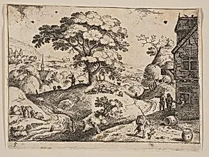 Inn to Right of Road before Village, from Landscapes