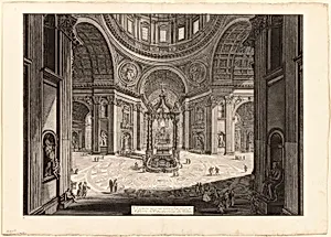 Interior view of the Basilica of St. Peter's in the Vatican, near the Tribune, from Views of Rome by Giovanni Battista Piranesi