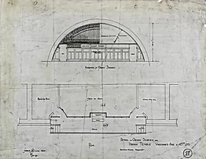 Isaiah Temple, Chicago, Illinois, Organ Screen Plan and Elevation