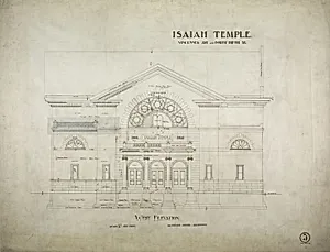 Isaiah Temple, Chicago, Illinois, West Elevation by Dankmar Adler