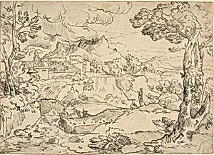 Italian Landscape with Three Figures