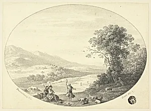 Italianate Landscape with Dancer, Musicians and Goats