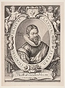 Jan van de Velde the Elder, Calligrapher in Haarlem by Jacob Matham