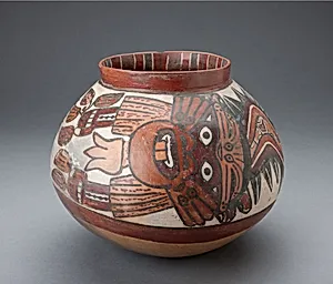 Jar Depicting a Costumed Ritual Performer Holding Plants by Nasca