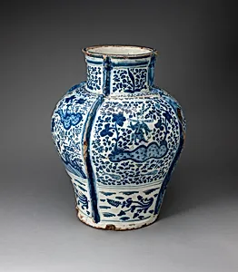 Jar Depicting Figure in an Exotic Landscape