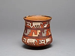 Jar Depicting Rows of Llamas and Abstract Stepped Motifs by Nasca