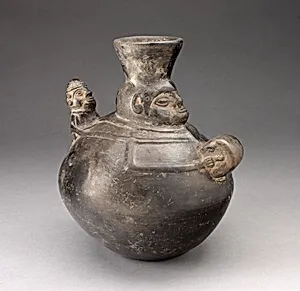 Jar in the Form of a Figure Holding a Drum and Carrying a Child