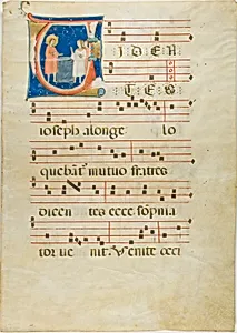 Joseph and his Brothers at the Well, Initial V from an Antiphonary