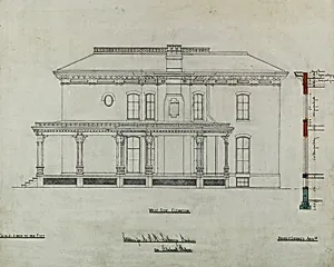 Joseph H. Lathrop House Addition, Elmhurst, Illinois, Elevation and Section