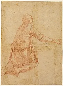 Kneeling Figure from the Back (recto); Three Half-length Studies of Veiled Female Figure (verso)