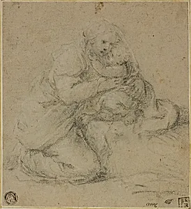 Kneeling Mother Embracing Child