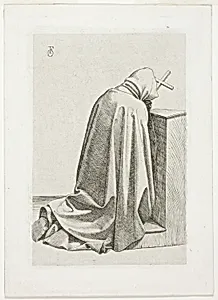 Kneeling Pilgrim with Cross and Book