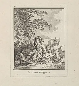 La Jeune Bergere (The Young Sherpherdess, plate two from Divers Habillements des Peuples du Nord)