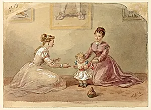 Ladies Coaxing Baby to Walk