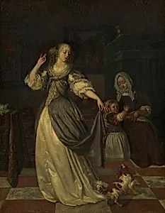 Lady Playing with a Dog