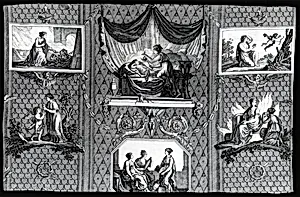 L'Amour et Psyche (Cupid and Psyche) (Furnishing Fabric) by Jean Baptiste Huet