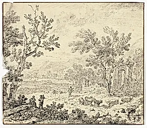 Landscape with Goats, Goatherd and Ruins