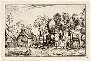 Landscape with Hewed Trees, plate seventeen after Pictures of Farms, Country Houses and Rustic Villages (Praediorum villarum et rusticarum casularum icones)
