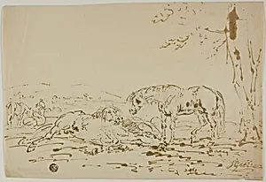 Landscape with Horses in Foreground