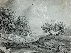 Landscape with Woman and Cows (recto); Sketch of a Landscape (verso)